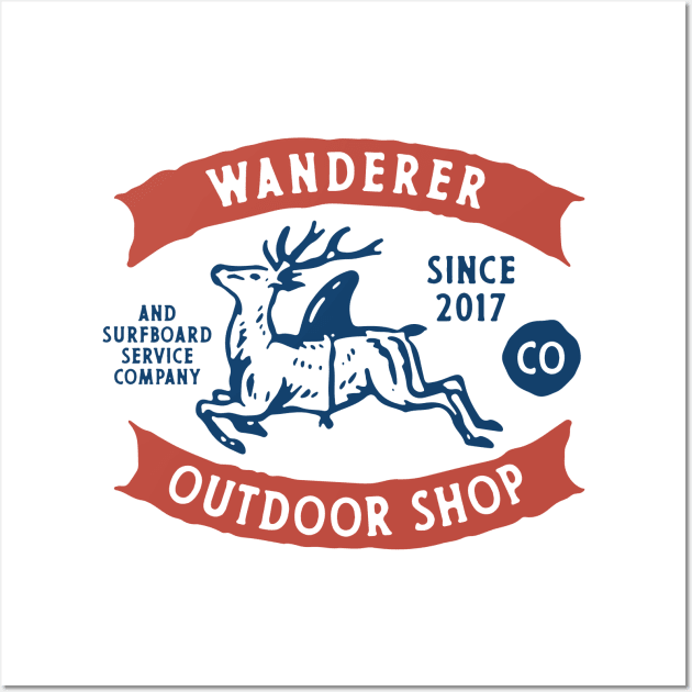 Wanderer Outdoor Shop Wall Art by Megflags